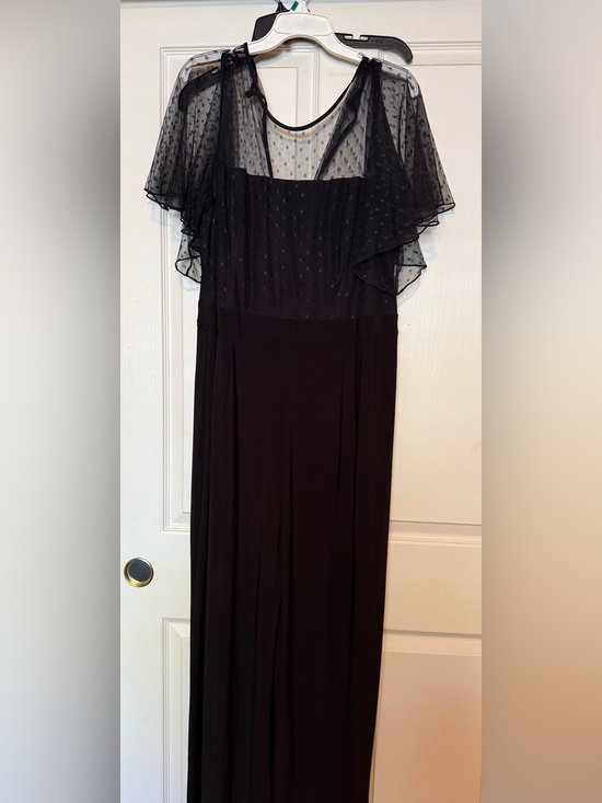 Betsey Johnson Pants - Betsey Johnson Black Maxi Pantsuit with Sheer Polka-Dot Overlay